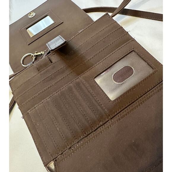 Nine West Brown Faux‎ Alligator Leather Crossbody Purse - Picture 9 of 10